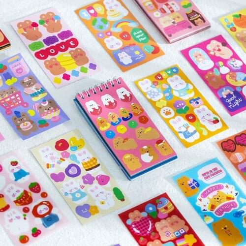 Yisuremia Cute Cartoon Animals Coil Sticker Book Creative Hand Account Decoration Collage DIY Material Stickers Scrapbooking
