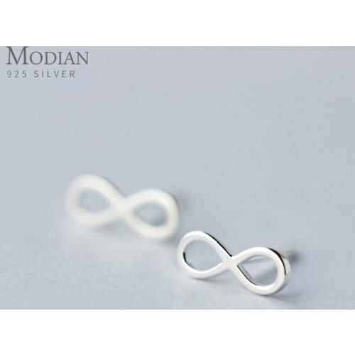 Modian Classic Simple 925 Sterling Silver Cute Charm Jewelry Tiny Unlimited Love Stud Earrings For Women S925 Fine Silver Gift
