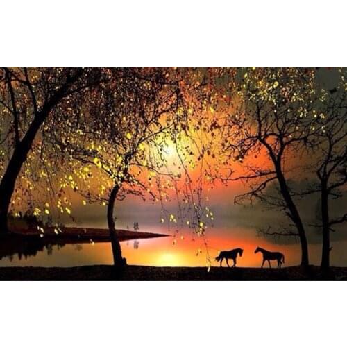 5D Diy Diamond Painting Cross Stitch Kit Diamond Embroidery Horse In Forest 3d Square Drill Diamond Mosaic Crafts Needlework