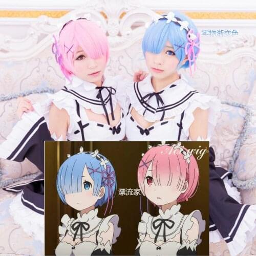 REM Cosplay Wig RAM Cosplay Wigs Re: zero Start Life In Another World Play Wig Accessories Costume Halloween Anime Cosplay