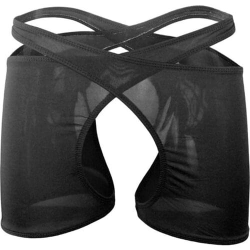 Porno Men Sexy Lingerie Low Waist Cross Sex Underwear Panties Perspective Temptation Mens Boxers Crotchless Male Erotic Briefs