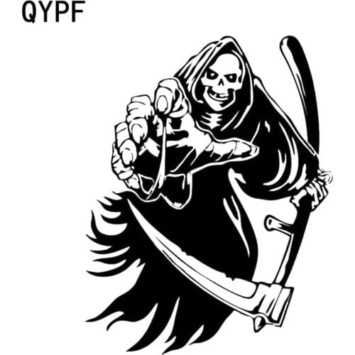 QYPF 14.2*18.3CM Coolest Car Sticker Skull Terrorist Graphic Decoration Motorcycle Vinyl C16-0023