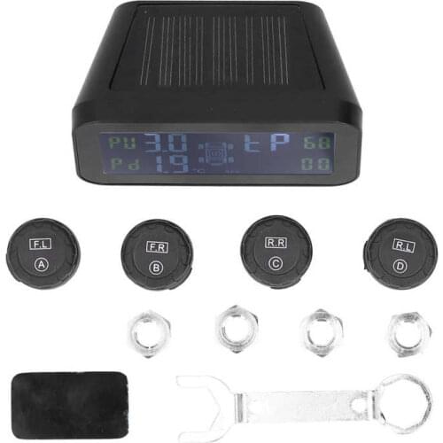 Auto accessorie automobiles LCD Display Car TPMS Tire Pressure Monitor System with Sensor Solar Charging + USB Charging