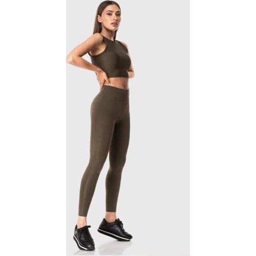 Superstacy Khaki High Waist Sports Leggings