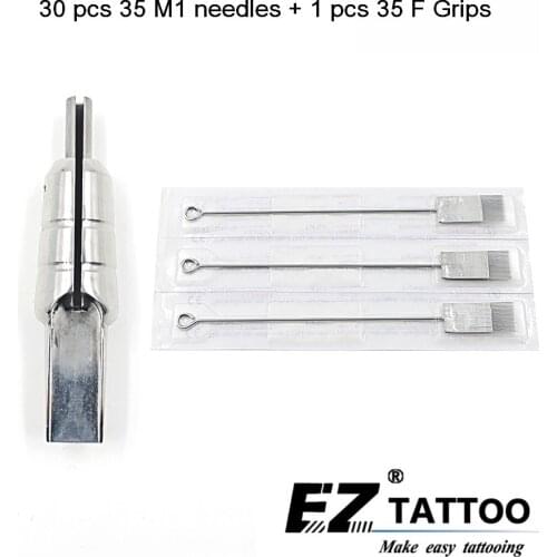 EZ 30 pc Magnum Tattoo Needles 35M1 with 1 pc 316 Stainless Steel Magnem bullet tubes 35F Tattoo Grip tattoo supply 1 set/lot
