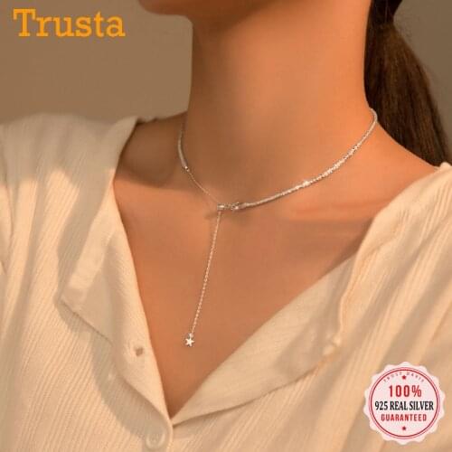 Trustdavis Genuine 925 Sterling Silver Fashion Star Heaven Short Chain Clavicle Necklace For Women Wedding Fine Jewelry DB1106