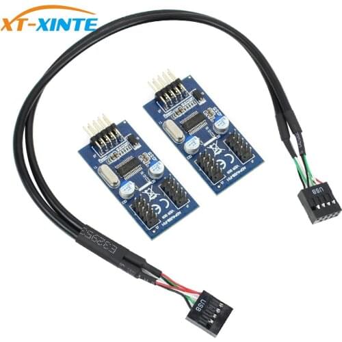 Motherboard USB 2.0 9PIN Header Multiplier Splitter 9 Pin 1 to 2 Port HUB Extension Cable 30cm/60cm Connector Adapter