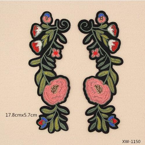 GUGUTREE embroidery big rose patches flower patches badges applique patches for clothing XW-164
