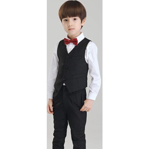 High Quality Boys Suits for Weddings Black Kids Prom Suit Baby Summer Set Costume Garcon Mariage 4pcs Child Tuxedo Clothing