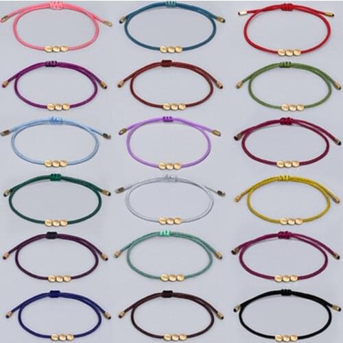 ZG Buddhism Handmade Tibetan Copper Beads Lucky Rope Bracelet & Bangles for Women Men Wax Thread Wrist Jewelry Couple Gift