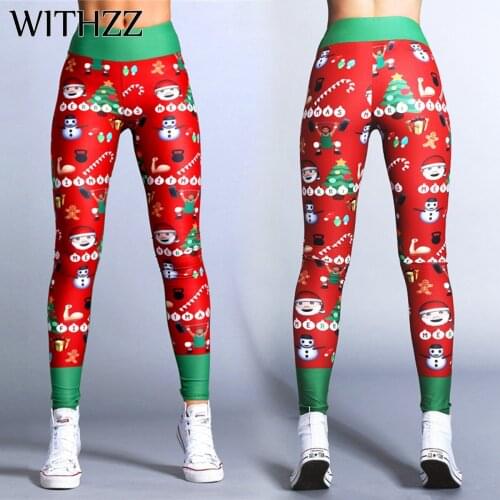WITHZZ Snowman Print Leggings Women Leggins For Fitness Legins Workout Jeggings Athleisure Active Wear Sportleggings