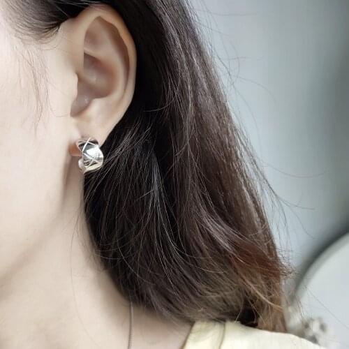 925 Sterling Silver Earring Fashion Design Broadside Ear Ring Concave Convex Heart-Shaped Exaggerated INS Style Women Ear Jewelr