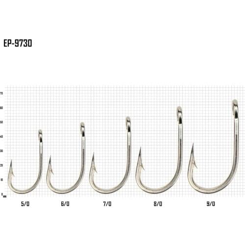 10pcs Eupheng EP-9730 Big Game Tuna Sea Fishing Hooks Quality Nickle Tinned Color Hooks