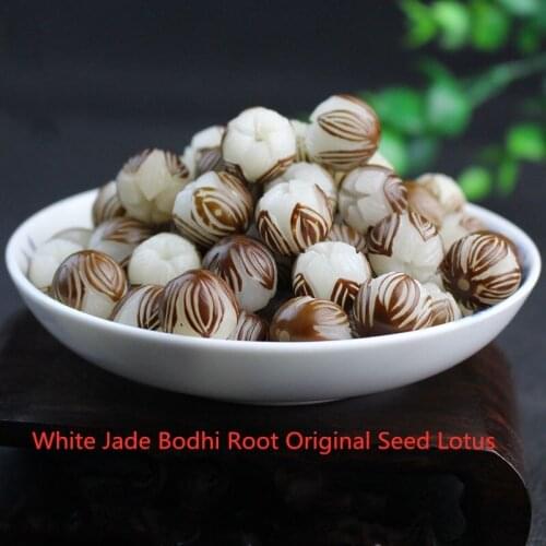 10pcsNatural White Jade Bodhi Root Seed Carved Lotus Beads Spacer Buddha Beads Bracelet Necklace For Pendant beads Jewelry Makin