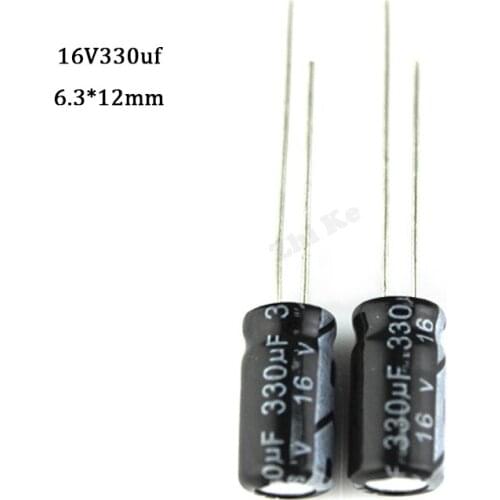20 pcs/lot 330 uF 330mf 16 V Aluminum electrolytic capacitors 6.3mm X 12 mm pengiriman gratis