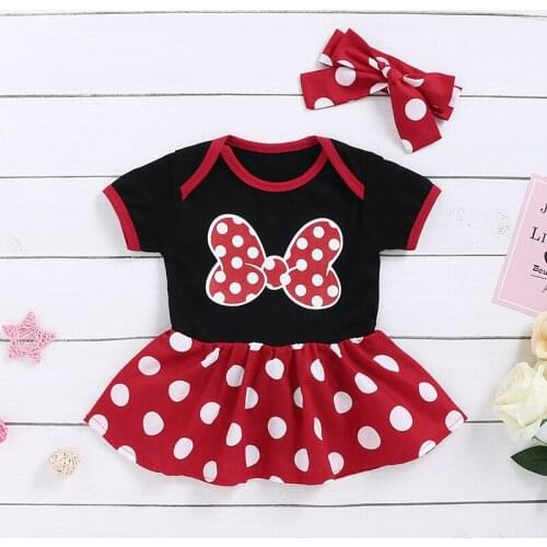 2020 hot style childrens clothing girls baby children summer dress kids polka dot bow dress romper