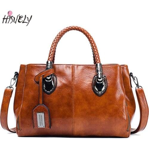 2021 Vintage Oil Wax leather luxury handbags women bags designer ladies hand bags for women bag sac a main Femme Bolsa Feminina