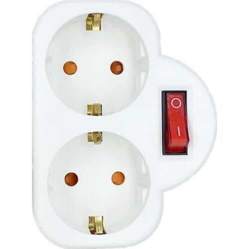 250V 16A EU Standard Plug Double Socket Conversion Socket with Outlet Switch Plug