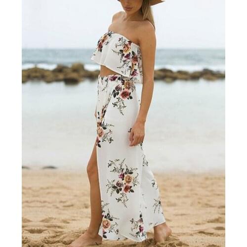 30pcs/lot bohemian style woman print long beach pants lady casual summer split straight pants