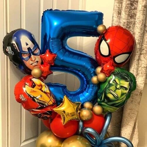 5pcs Super Balloon Spiderman Hero Aluminum Foil Balloons Kids Birthday Party Decoration Baby Shower Iron Man Balloons