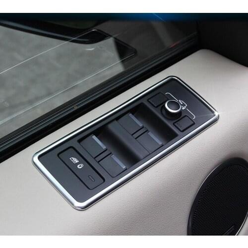 ABS Chrome Car window lift switch button cover sticker trim sequin Interior decoration For Land Rover Discovery 5 2017 2018
