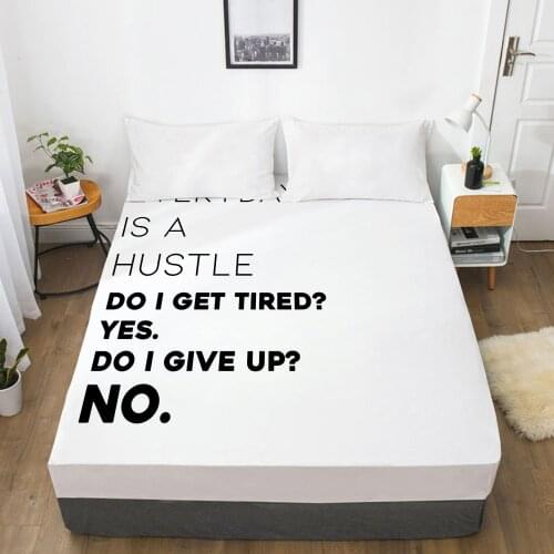 White Letter Fitted Sheets Mattress Cover With Elastic Band 3D Bed Sheet Linens 180x200 200x200 Bed Sheet Customize size/design