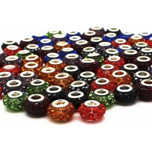 Free Shipping Women Jewelry Silver Bead Charm European Alloy Bead Full Crystal Fit Pandora Bracelets & Bangles