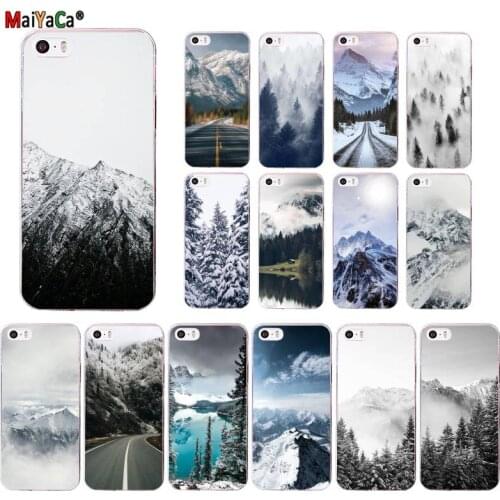 Black White Mountain Pine Tree Forest Mountain Peak Mist Phone Case For iphone 12pro max 11 pro 8 7 6 6S Plus X XS MAX 5 SE XR