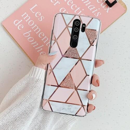 LOVECOM Plating Geometric Marble Case For Xiaomi Redmi Note 10 9 Pro 8 7 Pro 10S 9S K40 Pro POCO F3 Shockproof Soft Phone Cover