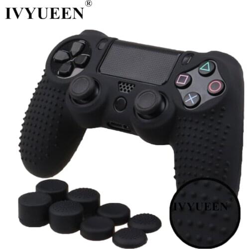 IVYUEEN 9 In 1 for Dualshock 4 PS4 Slim Pro Controller Studded Skin Premium Protective Anti-slip Soft Silicone Grip Case Cover