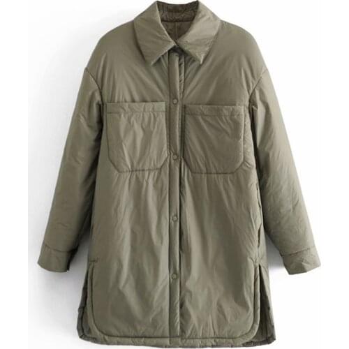 DOUJILI 2021 Women Pure Color Parka Thick Coat Pocket Long Sleeve Elegante Lapel Coat Open Fork Autumn And Winter Coat