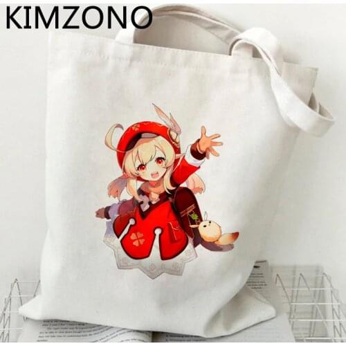 Genshin Impact shopping bag eco shopping grocery cotton canvas bolso bag foldable sac cabas shoping woven cabas