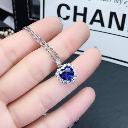 KJJEAXCMY boutique jewelry KJJEAXCMY boutique jewelry 925 sterling silver inlaid Natural sapphire necklace pendant ladies s