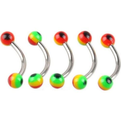 10pcs body piercing jewelry strip colors ball 3mm ball eyebrow rings curved barbell ring fashion jewelry gift lot