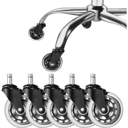 5PCS Office Chair Caster Wheels 2.5 /3 Inch Mute PU Swivel Rubber Caster Wheels Replacement Soft Safe Rollers Furniture Hardware