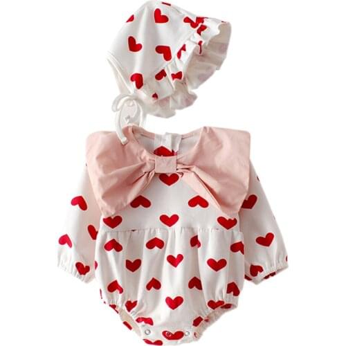 Love heart Baby Girl Romper 0-2Y Spring Newborn Baby Clothes For Girls Long Sleeve Jumpsuit Baby girls Outfits Clothes Summer