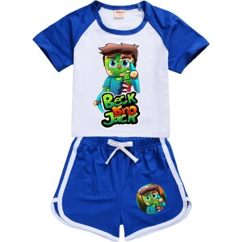 Kids Summer Clothing Set Girls Boys Beckbro Sports Tracksuit Children Shorts Sleeve T Shirt Pants Cartoon Clothes Pyjamas Outfit
