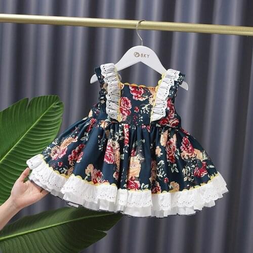 Girls summer dresses 2021 New Vest Floral Dresses for Baby Girls Lolita princess dress infant Christening Gown Toddler Vestido