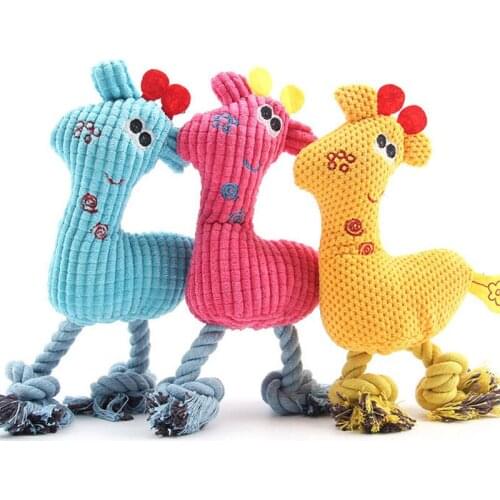 Cute Pet Toy Dog Durable Play Products Deer Shape Plush Interactive Supplies Can Make Sound