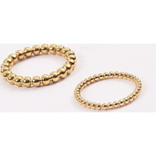 Fashion Small/Big Beads Rings for Women Titanium Steel Charm Gold Color Chrismas Gift Rings Party Gift for Girls