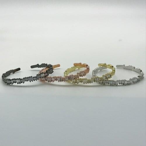 5pcs/lot Fashion Cubic Zirconia Bracelet Bangles Trendy Cuff Bangles For Women Girl Party Wedding Jewelry