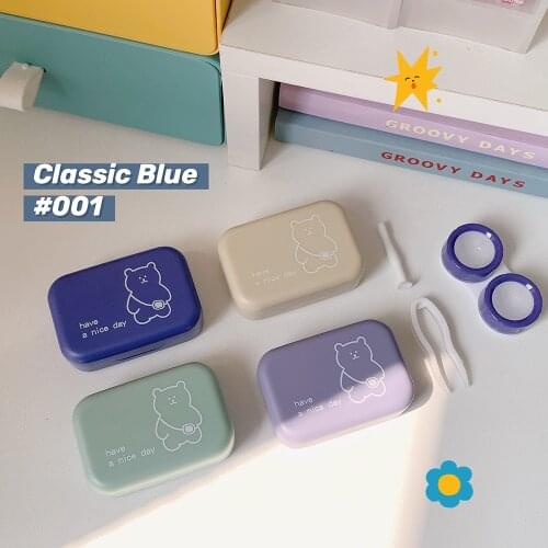 Cartoon Contact Lens Cases with Mirror Cute Contact Lens Box Square Women Girls Travel Contact Lenses Kit Container Case