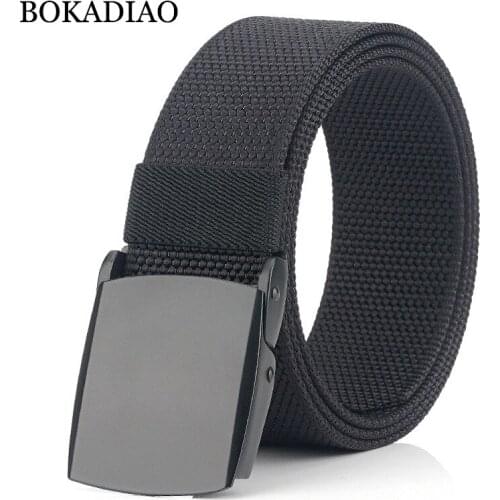 BOKADIAO New Men&Women fashion casual nylon belt luxury metal buckle Canvas belt jeans Waist Belts Black male strap high quality