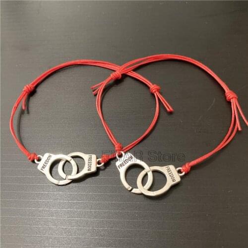 2pcs/set Handcuff Bracelet Couple Bracelet Men Women Adjustable Rope Hand Jewelry Gift For Friend