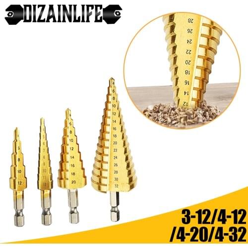 DIZAINLIFE HSS Cobalt Twist Step Drill Bit Set Cone Pagoda Shape Wood Metal Hole Cutter Drilling Titanium Coated Core Drill Bit