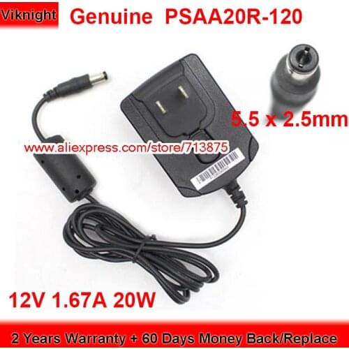 Genuine US Plug 12V 1.67A AC Adapter for PHIHONG PSAA20R-120 5.5x2.1mm Power Supply