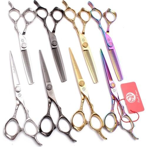 9001# 5.5" 16cm Purple Dragon Hairdressing Scissors 440C Cutting Shears Thinning Scissors Professional Hair Scissors Haircut Set