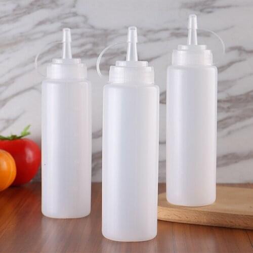 Plastic Squeeze Bottles Durable Clear Condiment Dispenser Needle-nosed Bottles With Scale For Ketchup/Mustard/Sandwiches