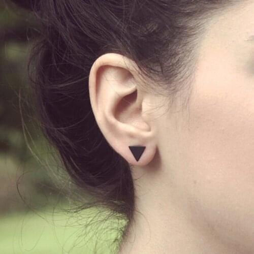 Simple Black Silver Gold Mini Triangle Smooth Metal Stud Earrings For Women Small Cut Earrings Jewelry Accessories Wholesale