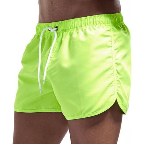 New Mens Swim Beach Short Solid Color Summer Quick-Drying Printed Shorts Casual Fitness Shorts Male
